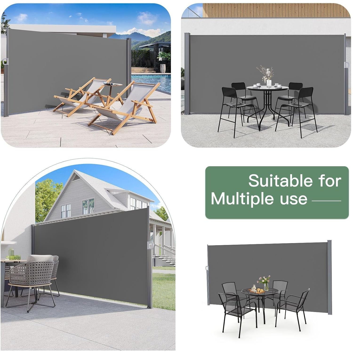 YODOLLA 118"x 63" Splashproof Retractable Side Awning, Dark Grey