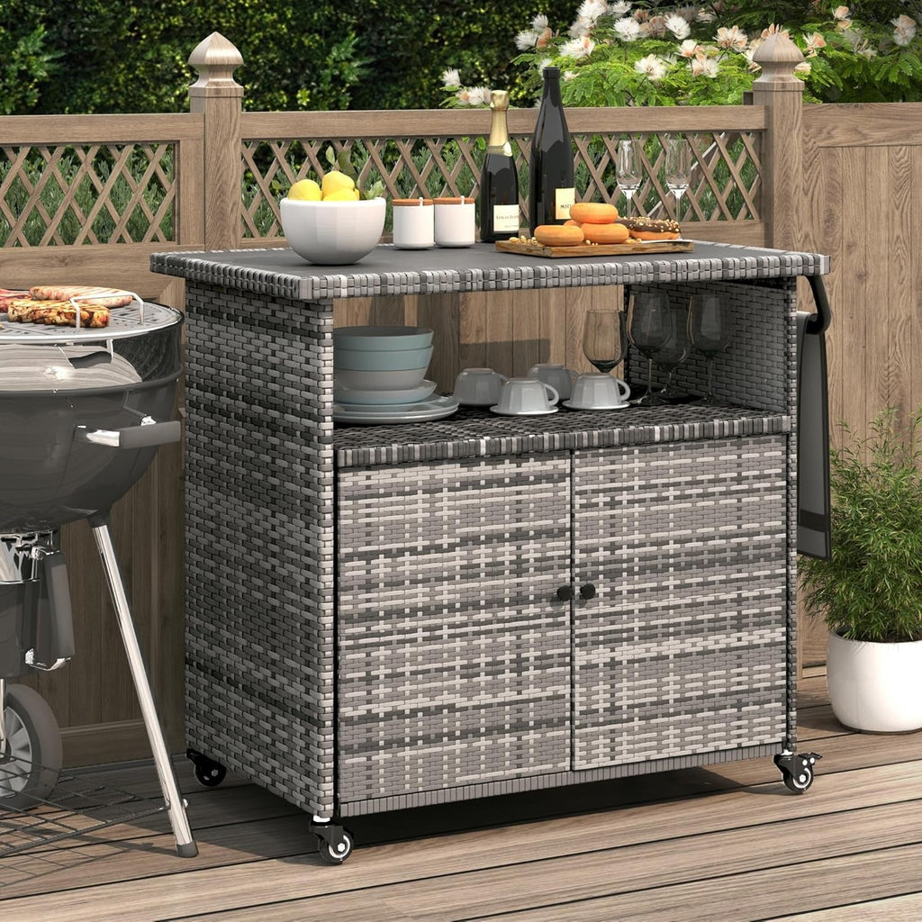 YODOLLA Grill Cart Outdoor with Storage, Graybest