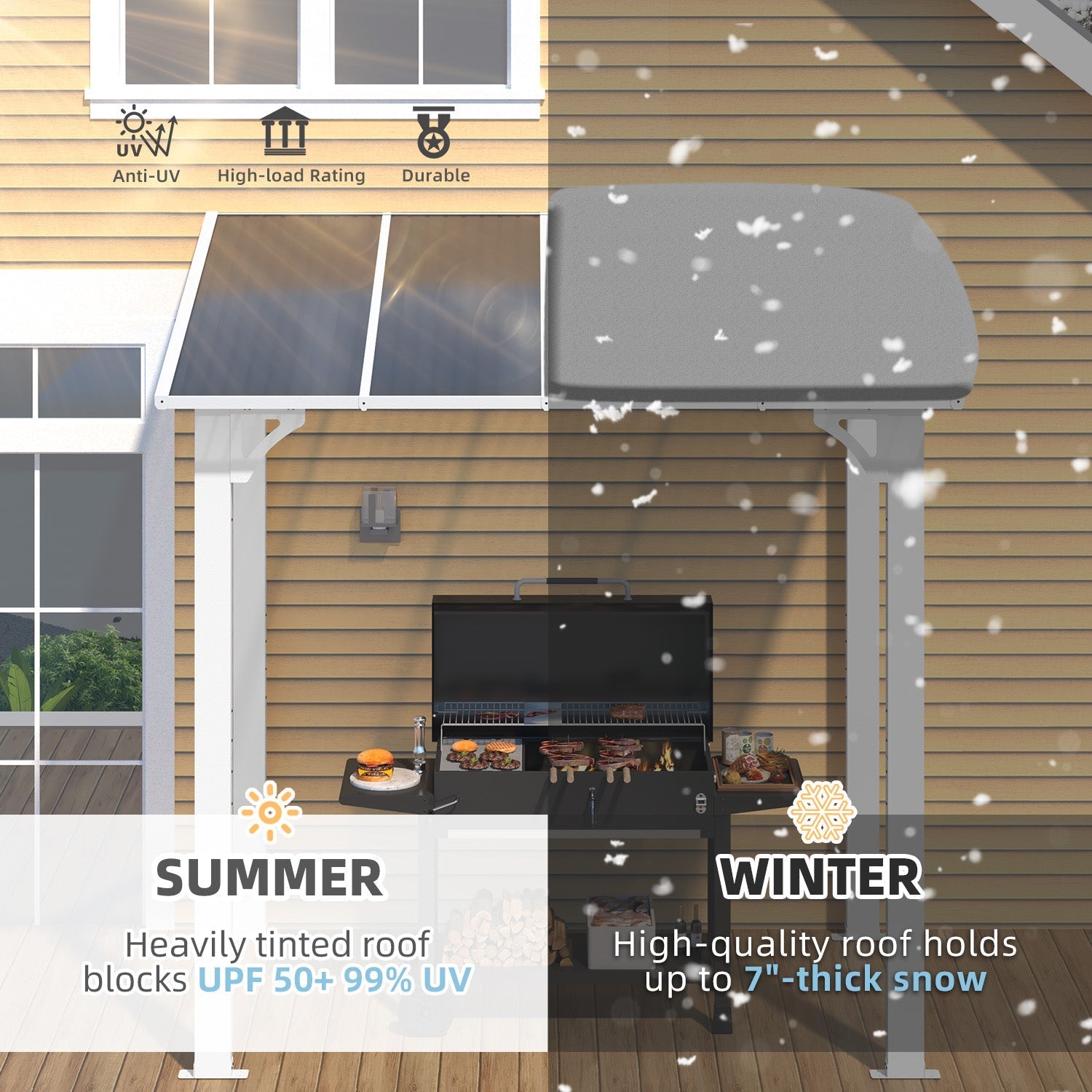 YODOLLA 8' x 5' Wall Mounted Gazebos Pergola, White