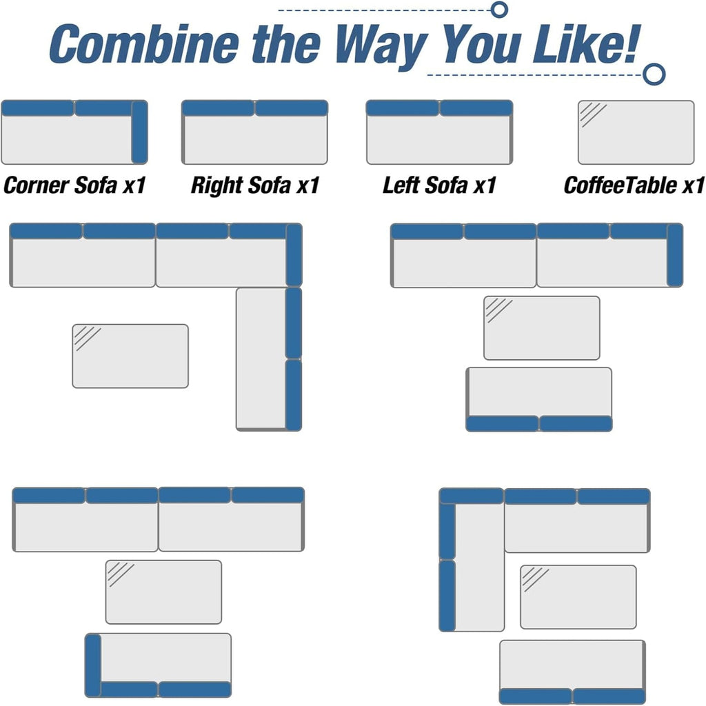 YODOLLA Metal Patio Sofa Set w/ Cushions