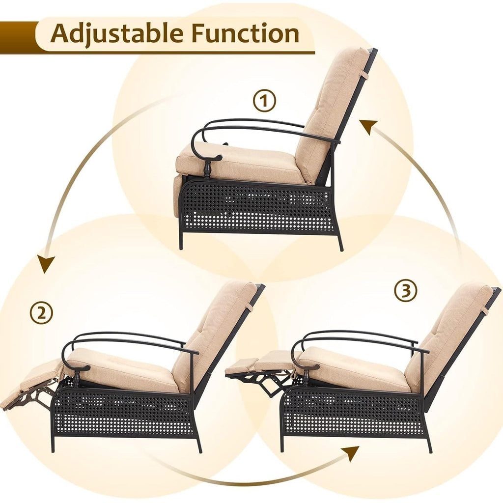 YODOLLA Outdoor Recliner Chairs Set of 2 with Side Table