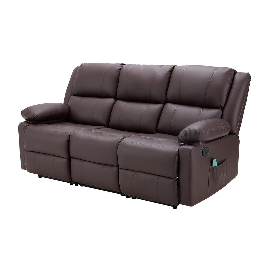 YODOLLA Reclining Sofa 3-Seater Couch, Brownbest
