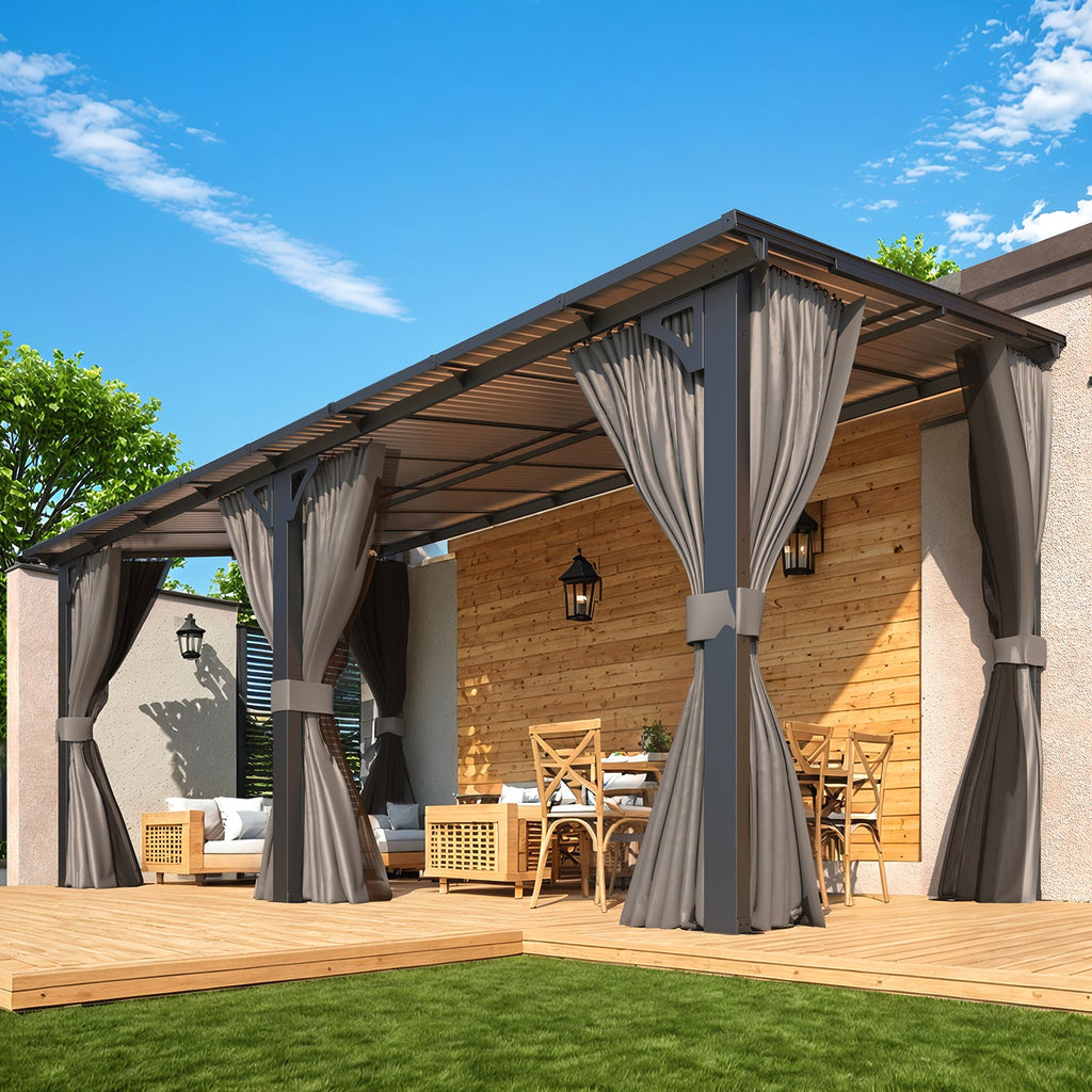 YODOLLA 16' x 8' Gazebo Outdoor Pergola with Curtains and Nettingbest