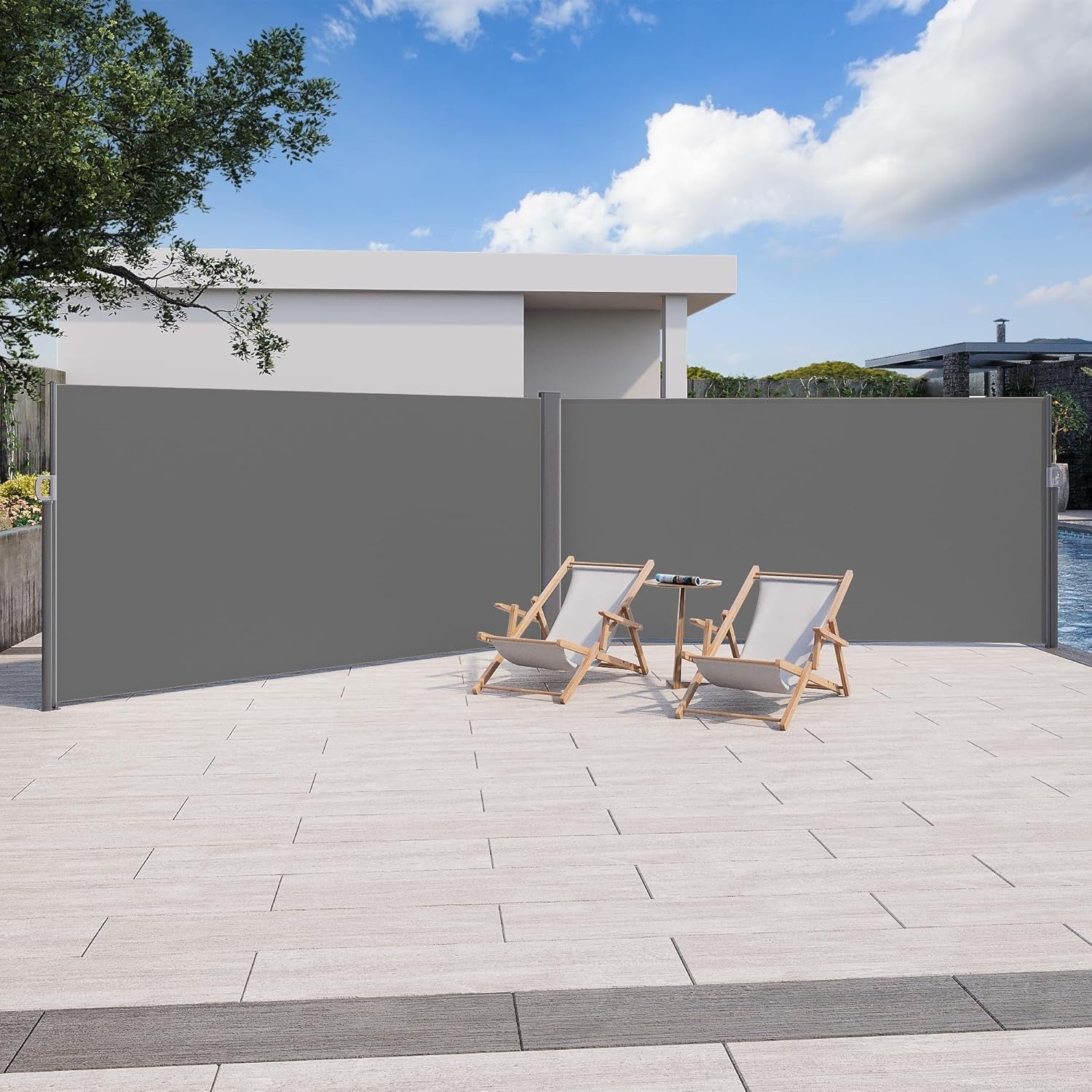 YODOLLA 236" x 63" Splashproof Retractable Side Awning, Dark Grey