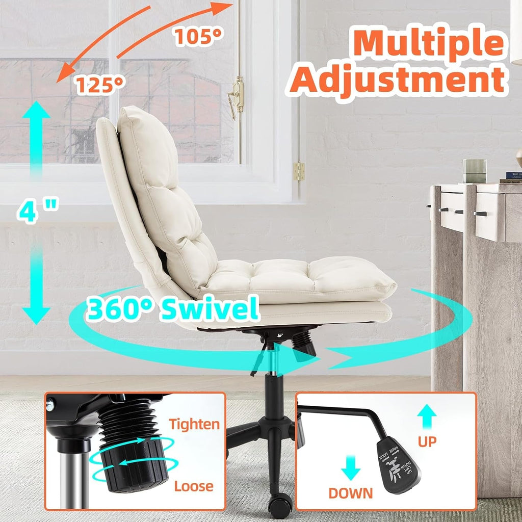 YODOLLA Office Chairs Swivel Desk Chair, PU Leather Whitebest