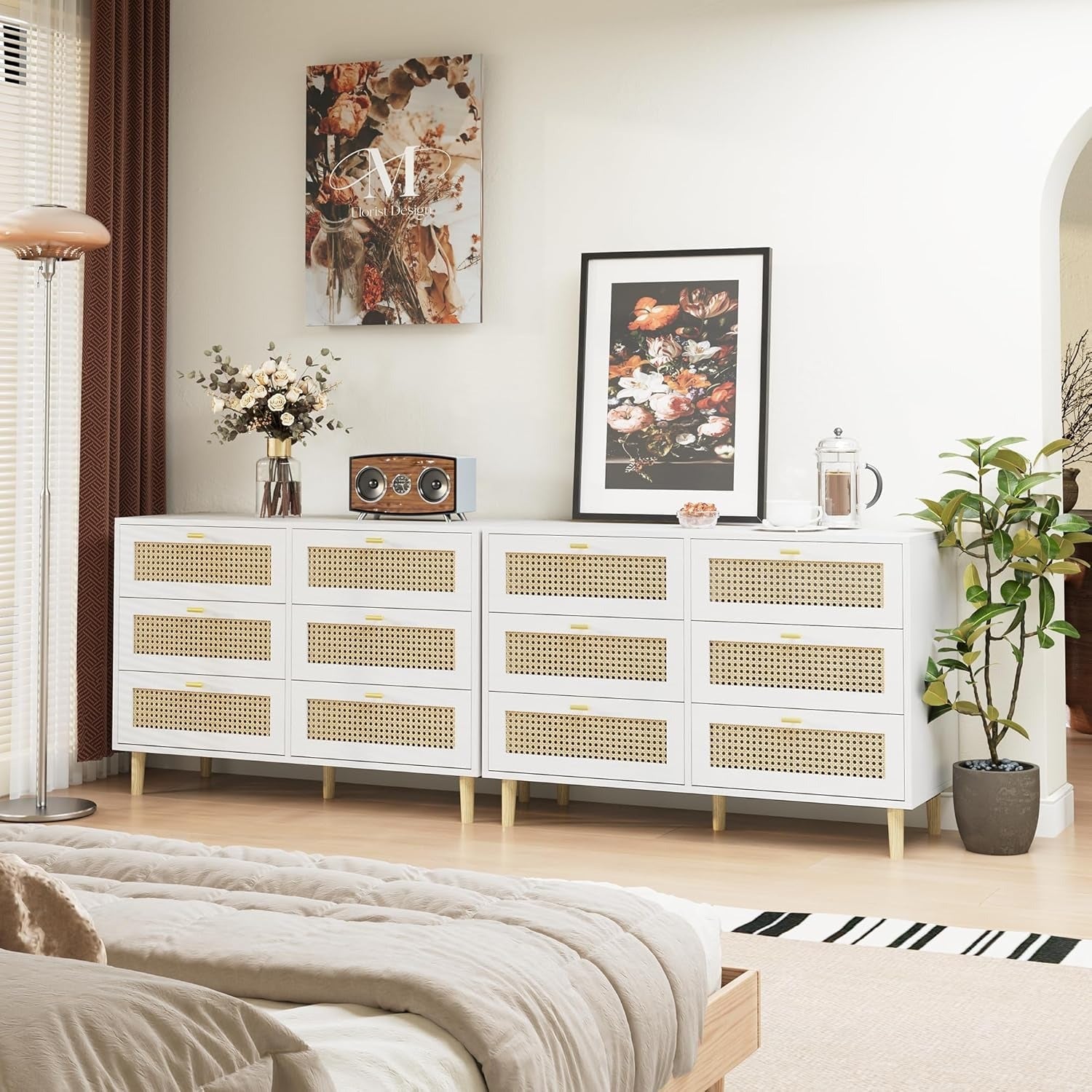 YODOLLA Wicker Dresser 6 Drawer Rattan Dresser, Whitebest