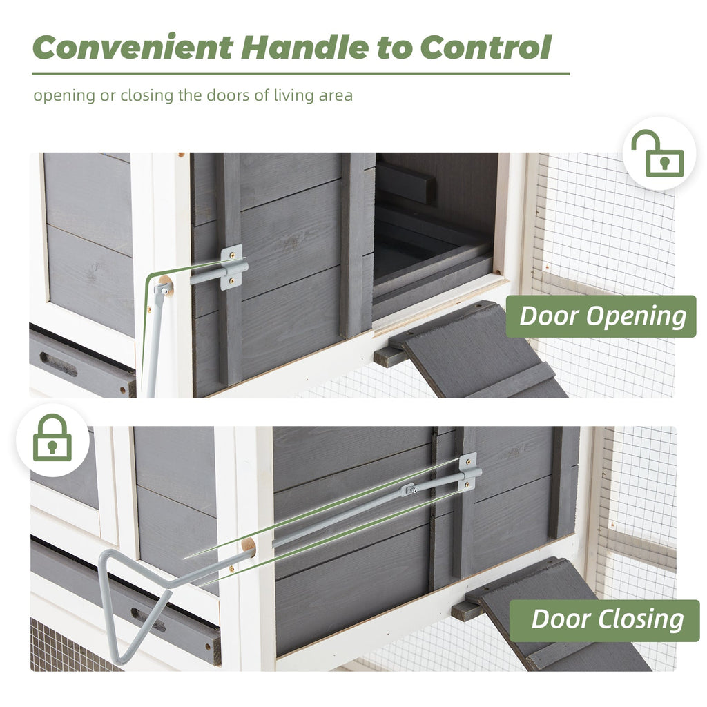 YODOLLA 81” Large Chicken Coop Wooden Hen House Poultry Cage, Grey & White