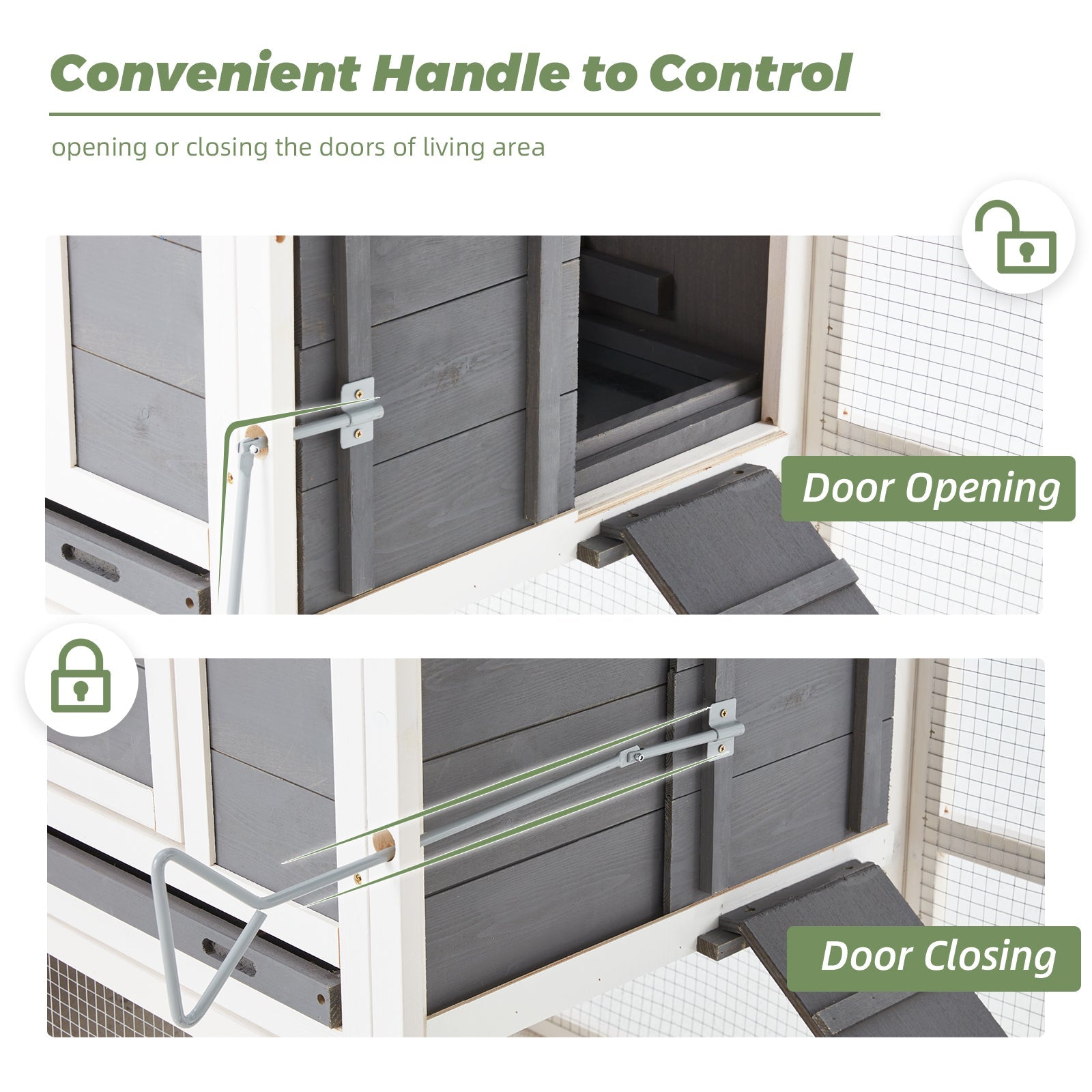 YODOLLA 81” Large Chicken Coop Wooden Hen House Poultry Cage, Grey & White