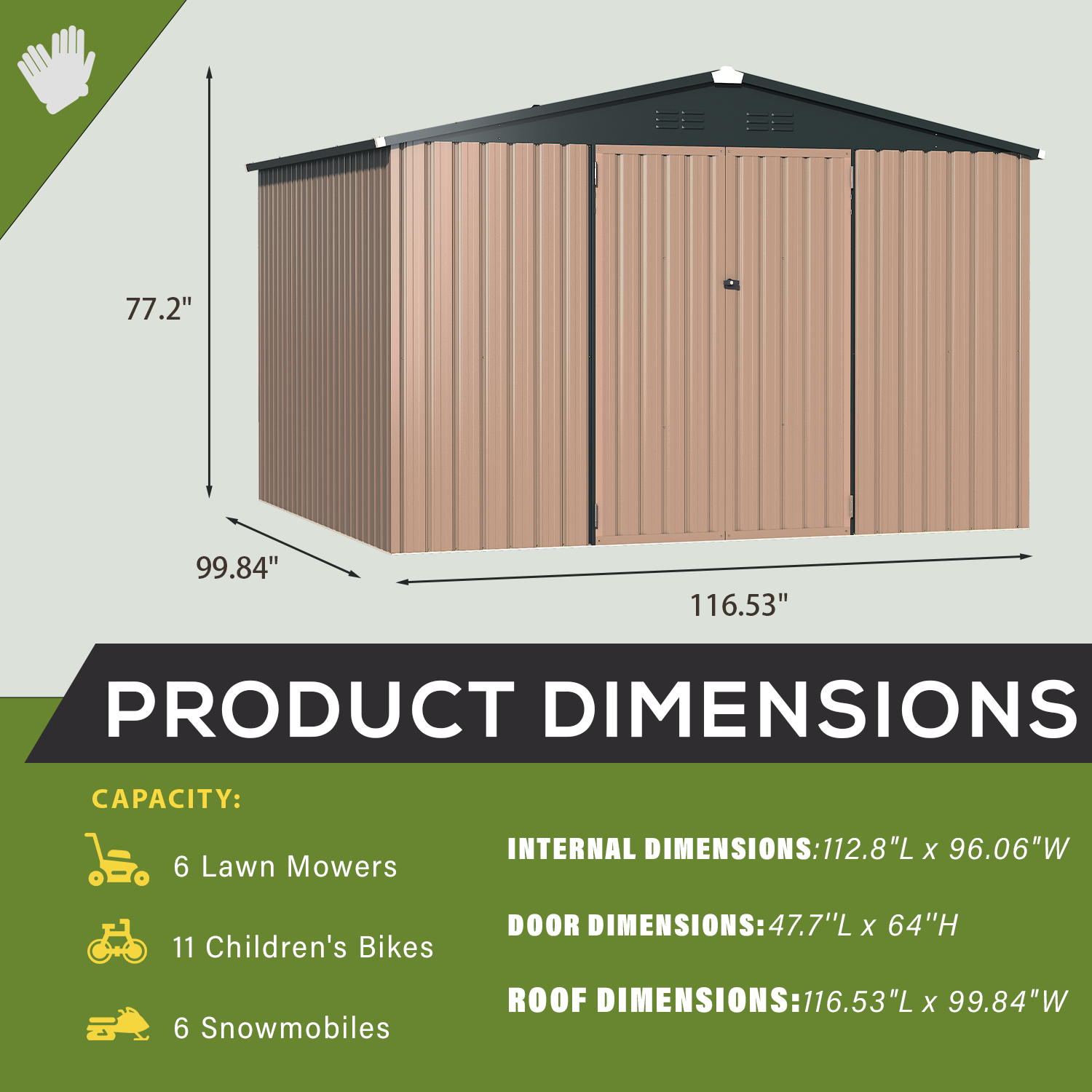 YODOLLA Shed 8' x 10' Outdoor Storage Metal Shed, Dark Gray
