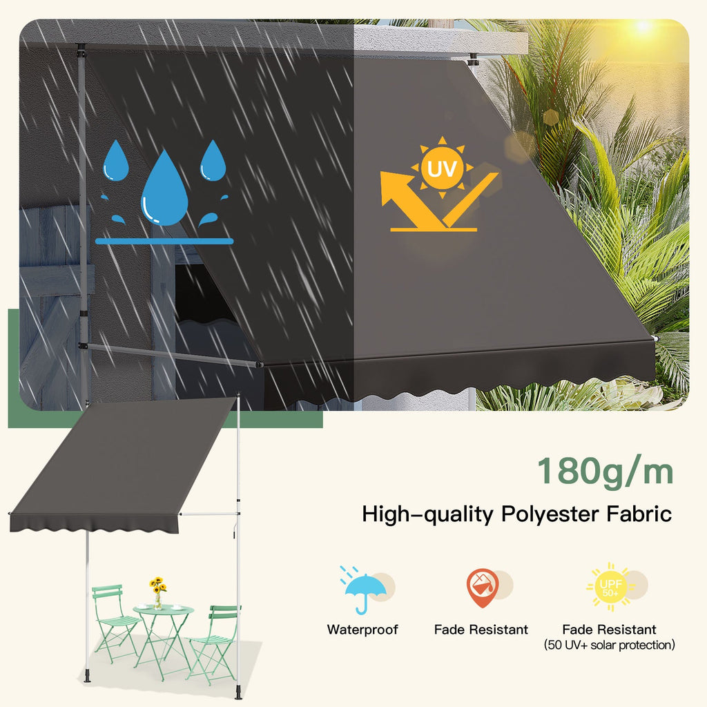 YODOLLA 78”×47” Free Standing Awning, Dark Grey
