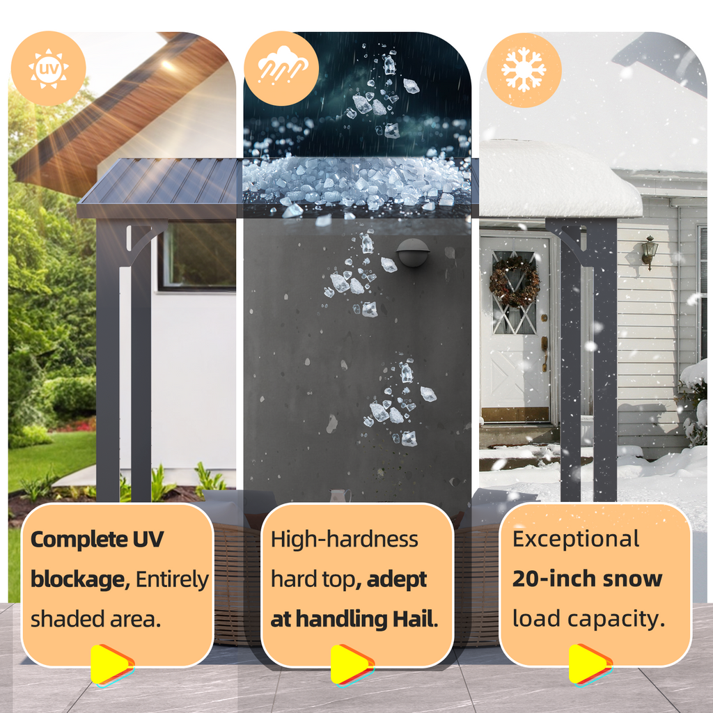 YODOLLA 10'x8' Pergola Hardtop Outdoor Gazebo for Patio, Small Heavy Duty Lean to Metal Pergolas, Galvanized Steel Gazebos Clearance