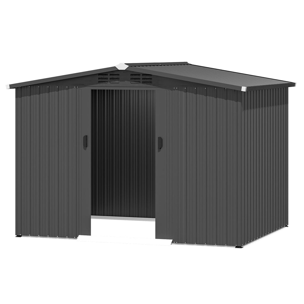 YODOLLA 8x6 Woodgrain Outdoor Storage Shed, Dark Greybest