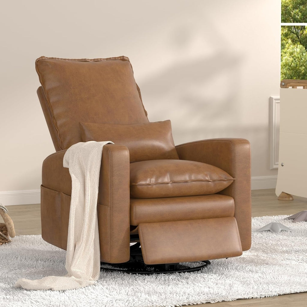 YODOLLA Rocking Chair Reclining Sofa Chair, Faux Leather Brownbest