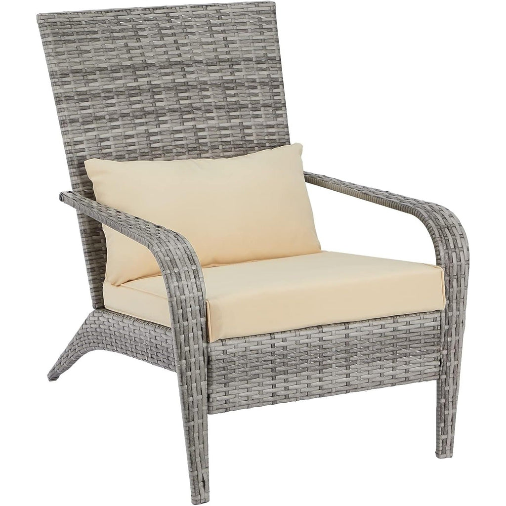 YODOLLA Patio Wicker Adirondack Chair, Coconino Rattan Dining Chairs,Greybest