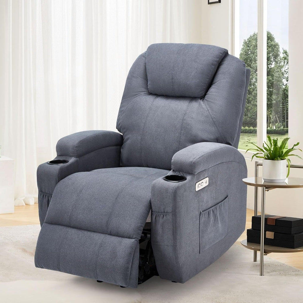 YODOLLA Power Lift Recliner Chair for Elderly with Side Pockets, Fabric, Blue