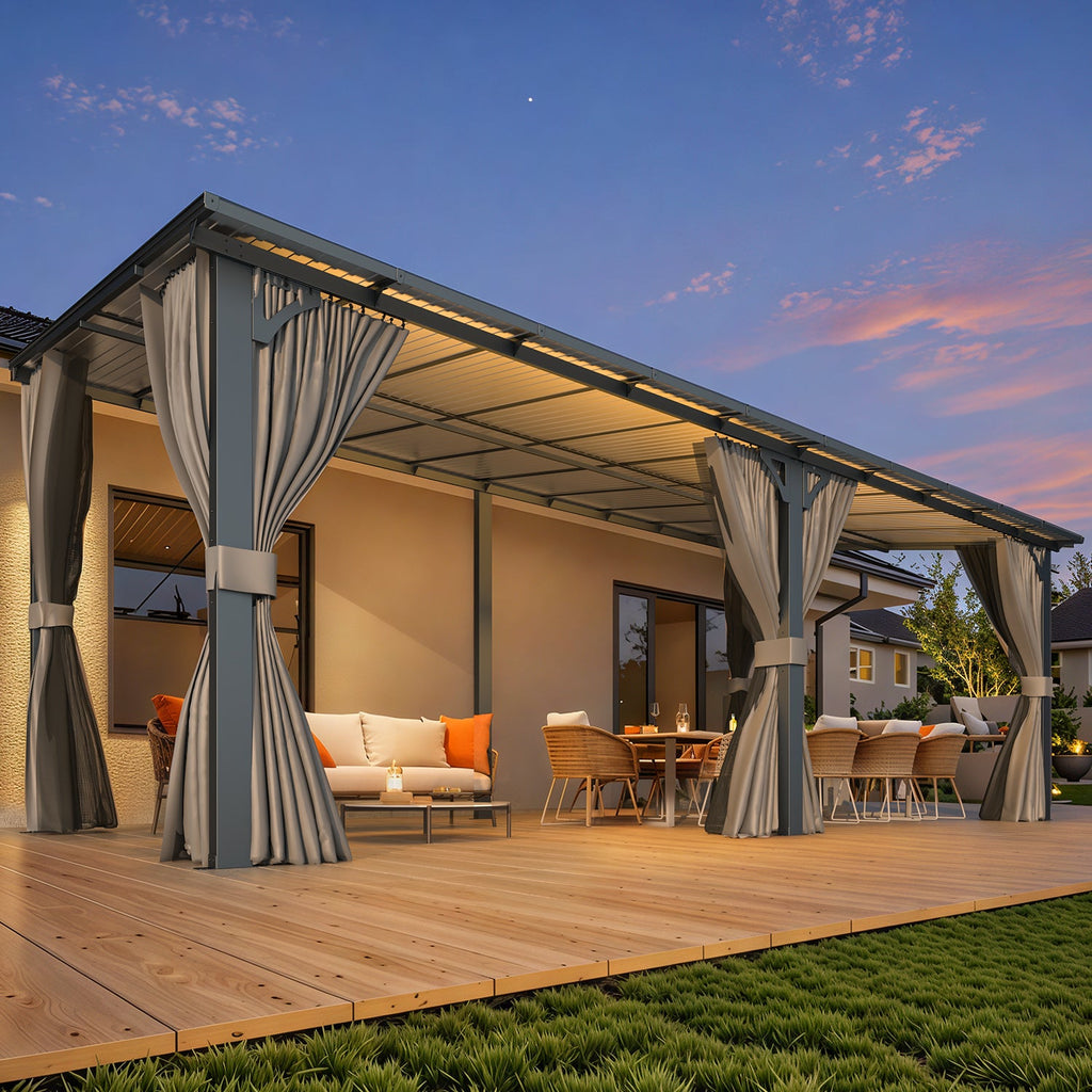 YODOLLA 20' x 10' Outdoo Gazebo for Patio with Curtains and Netting