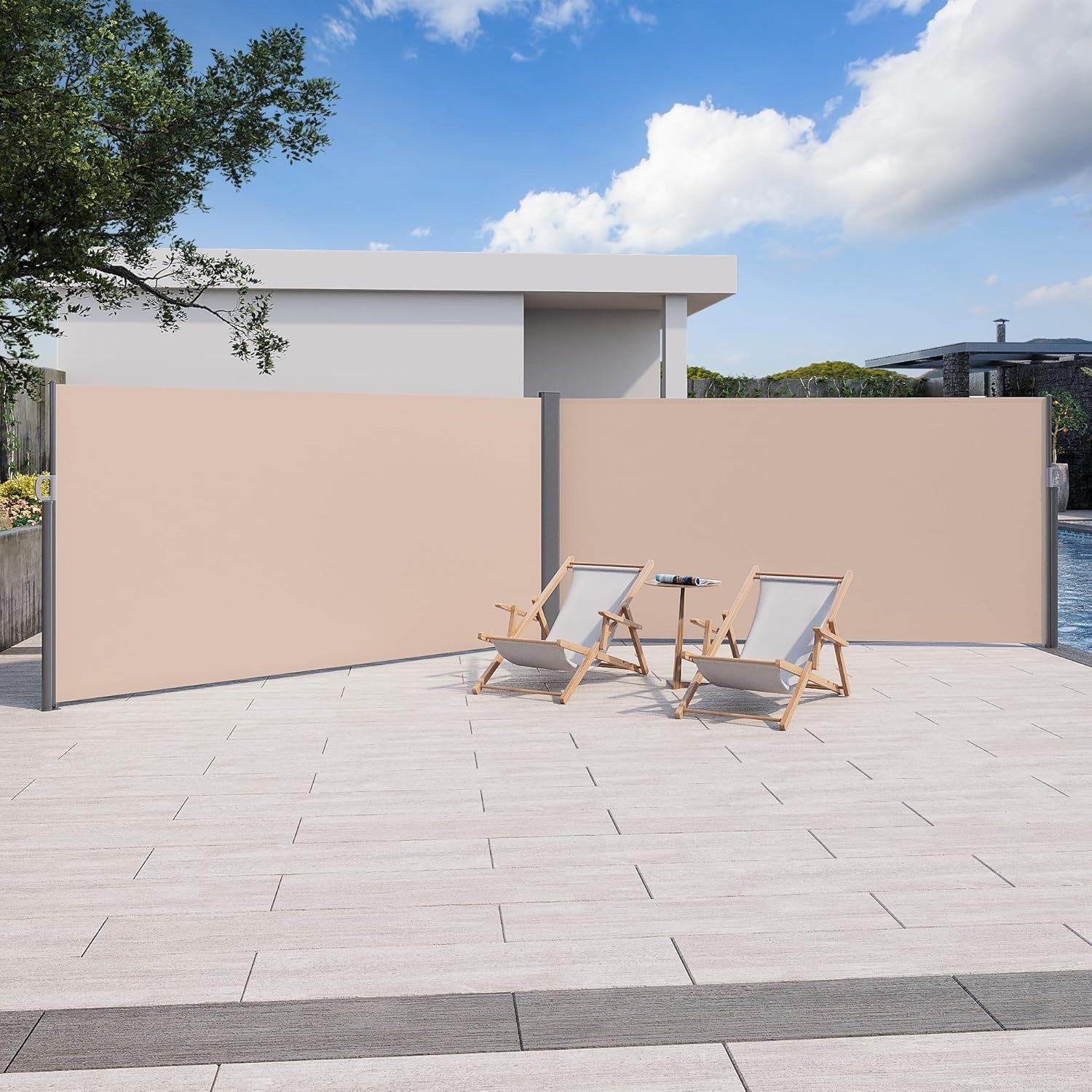 YODOLLA 236" x 63" Splashproof Retractable Side Awning, Beige