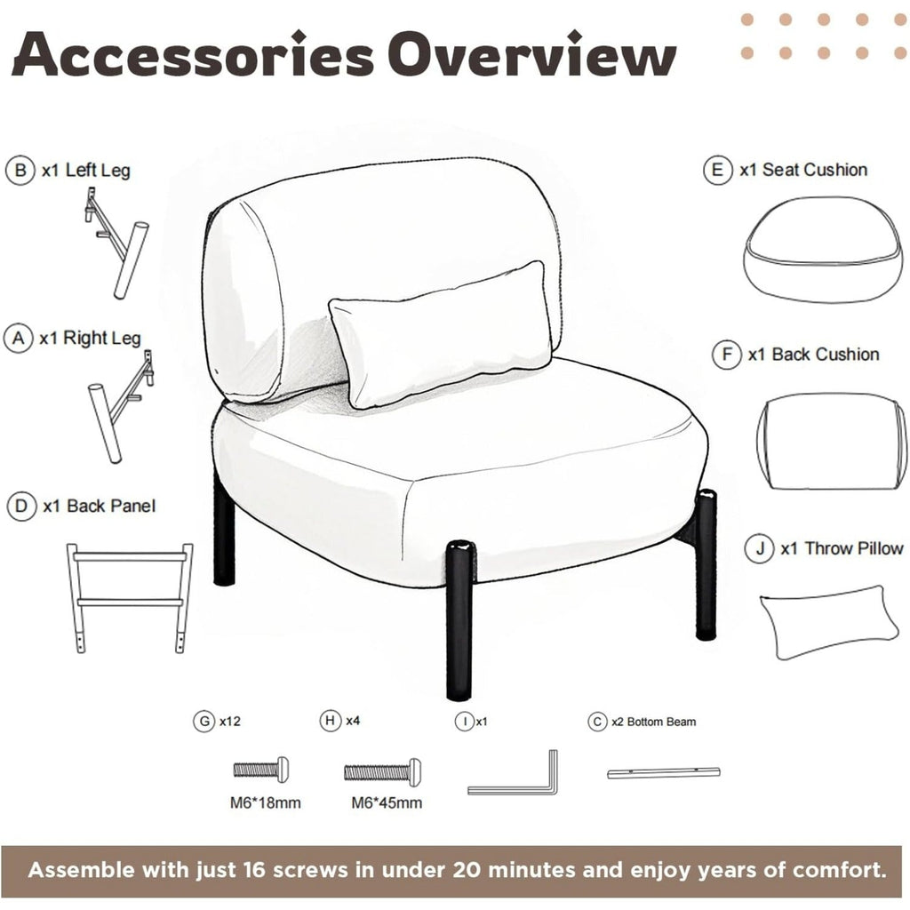YODOLLA  Mid Century Modern Accent Chair, Extra Large Teddy Upholstered Lounge Chair with Pillow