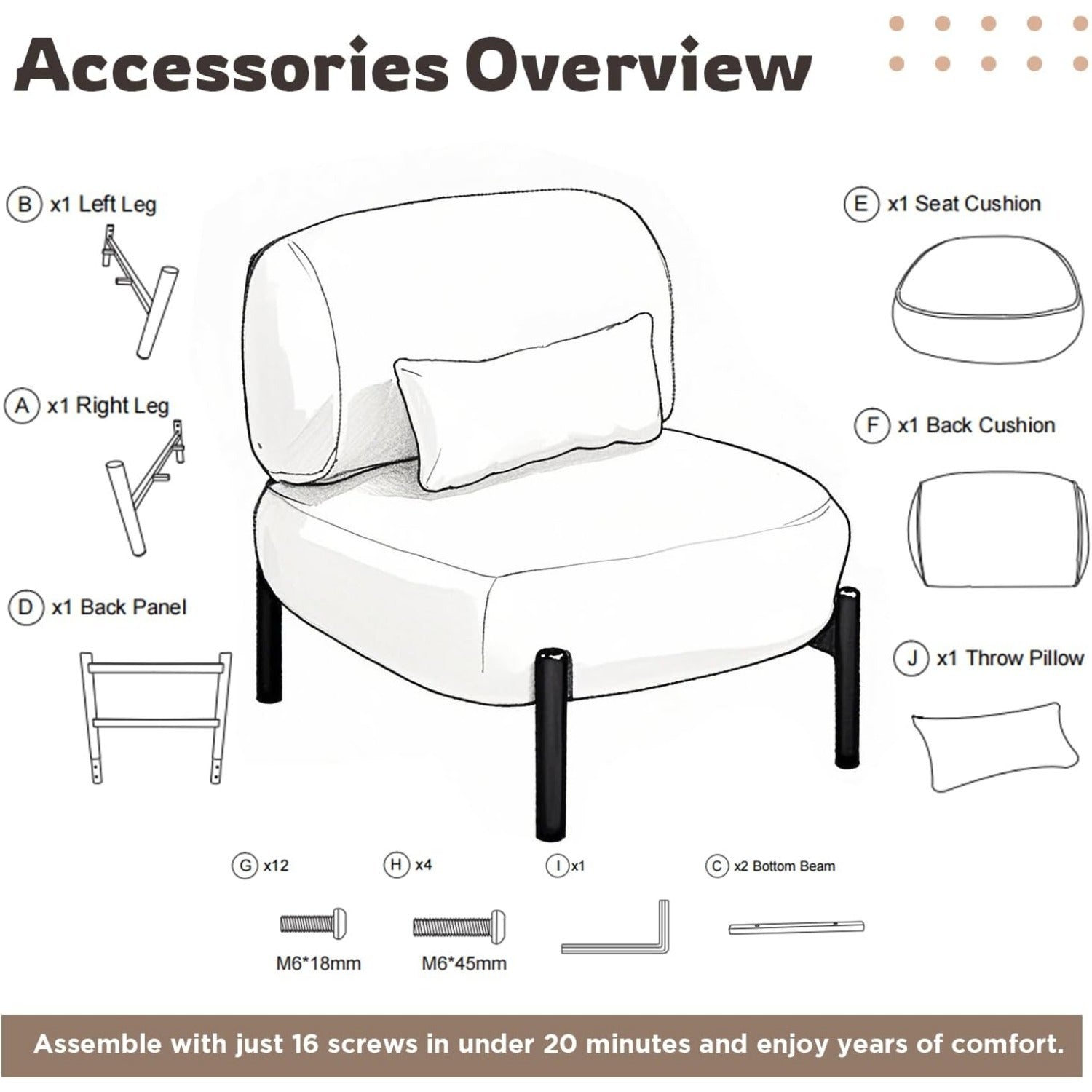 YODOLLA  Mid Century Modern Accent Chair, Extra Large Teddy Upholstered Lounge Chair with Pillow