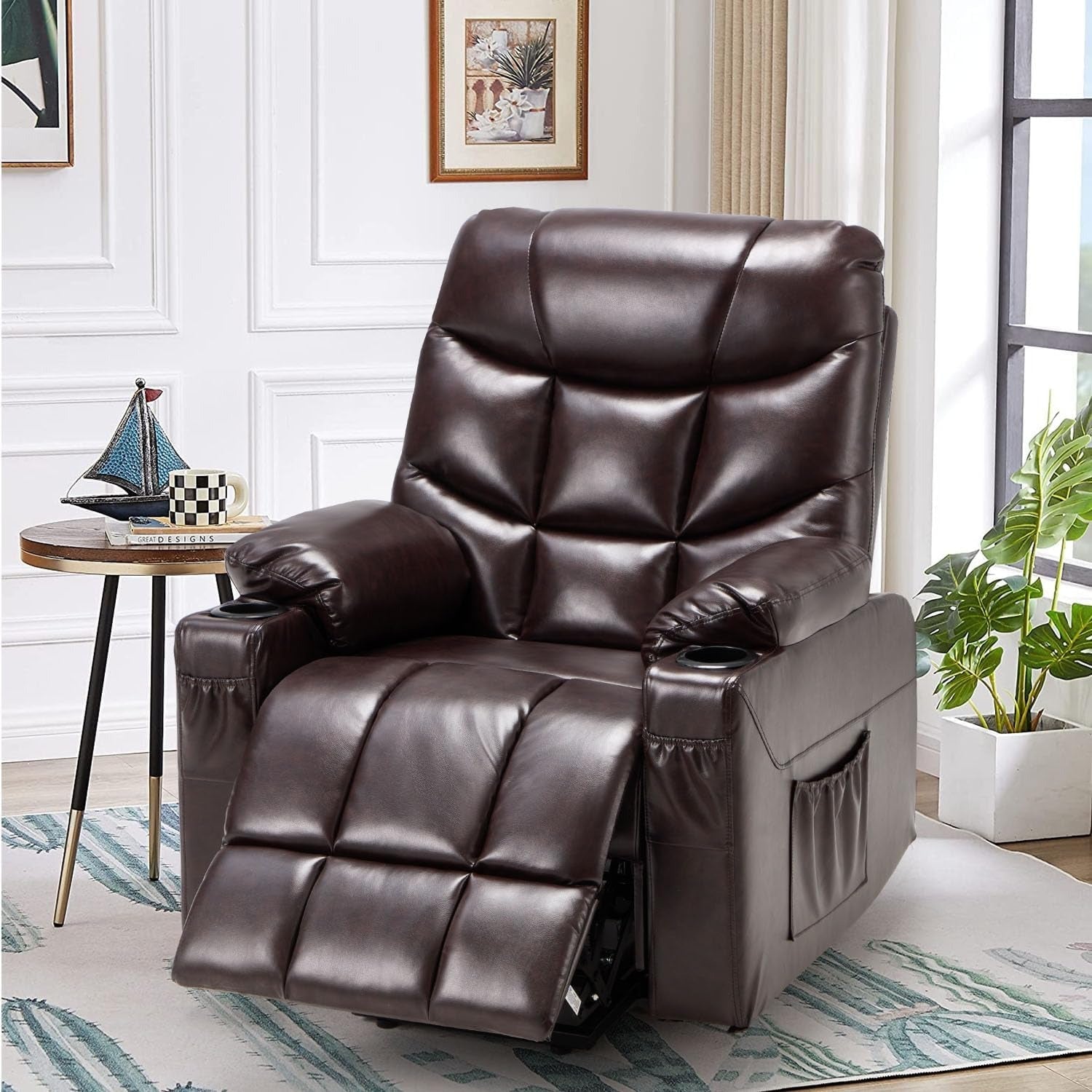 YODOLLA Massage Power Lift Recliner for Elderly, Faux Leather, Dark Brownbest