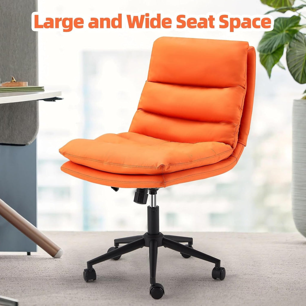 YODOLLA Office Chairs Swivel Desk Chair, PU Leather Orange