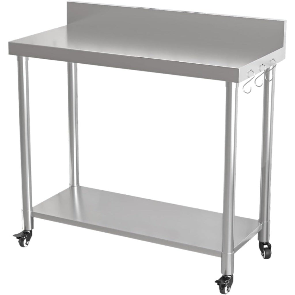 YODOLLA Stainless Steel Table with Backsplash 48"x18" Prep Tables for Commercial Kitchenbest
