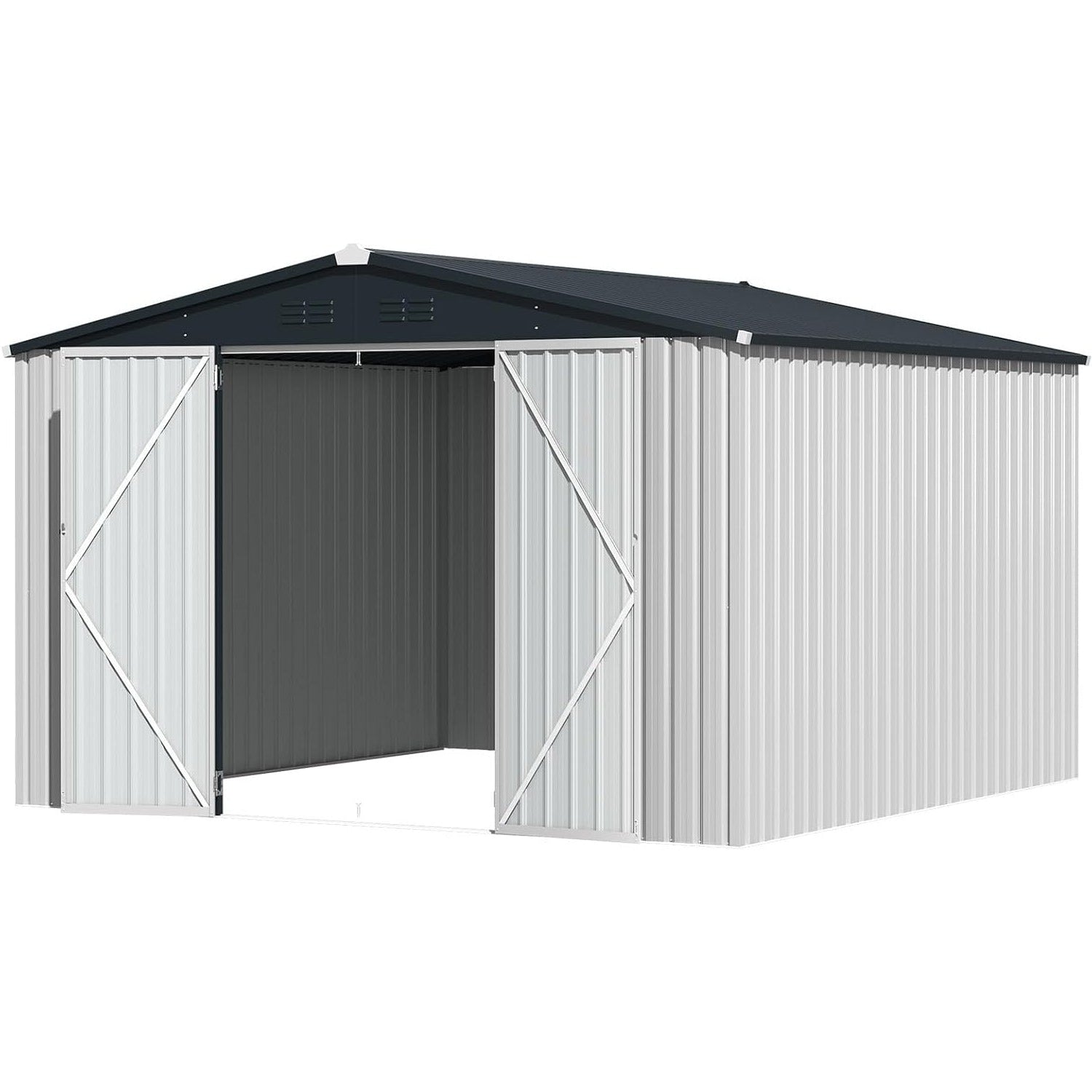 YODOLLA Shed 12' x 10' Storage Shed, White