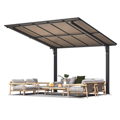 YODOLLA 10' x 10' Gazebo on Clearance, Outdoor Pergola Carport for Patio, Freestanding Lean to Hard Top Pergolas and Gazebos Clearance with Roof