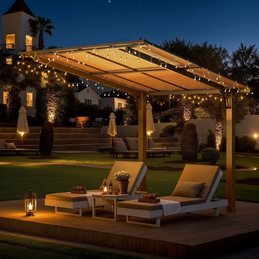 YODOLLA 8' x 8' Gazebo for Patio, Freestanding Lean to Hard Top Gazebo Carport Shelter Pergolas and Gazebos Clearance with Roof