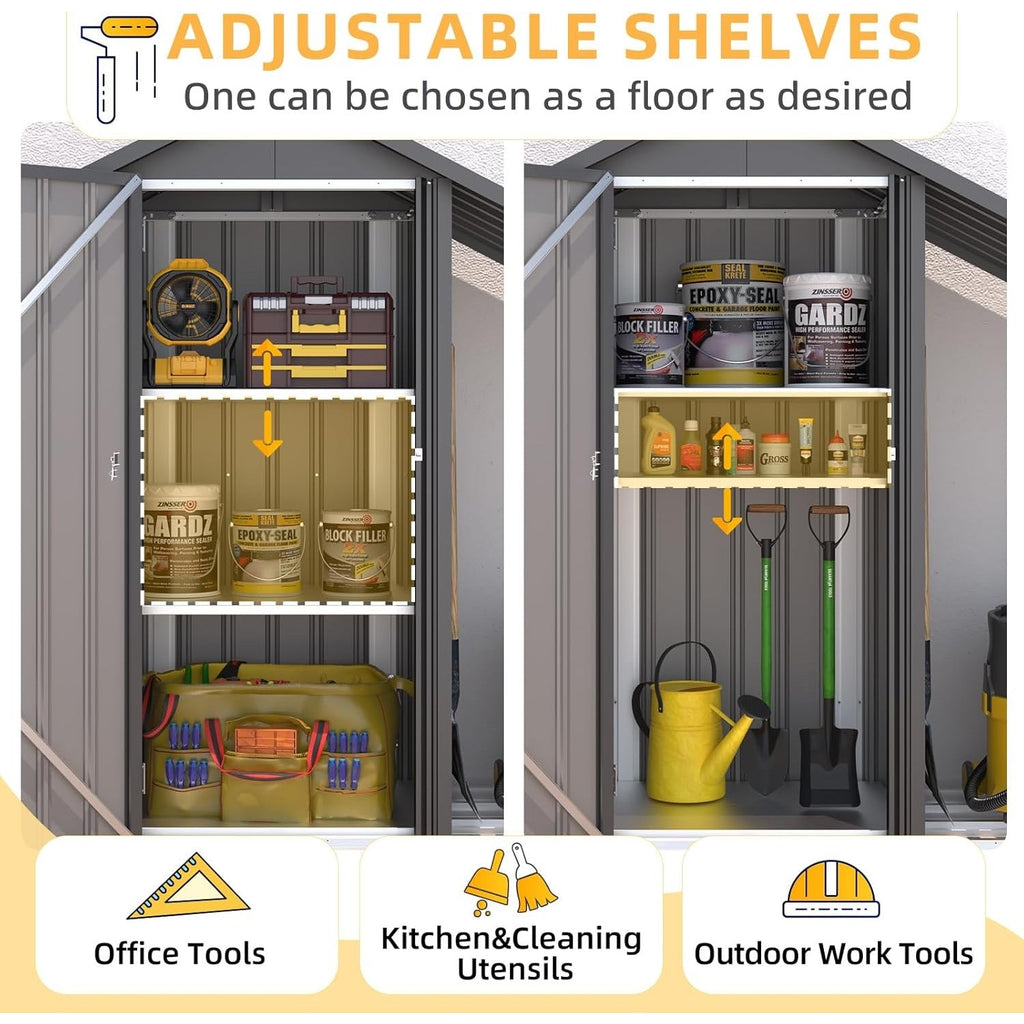 YODOLLA Waterproof Storage Cabinet with Shelves and Lean to Open-Sided Firewood Racks