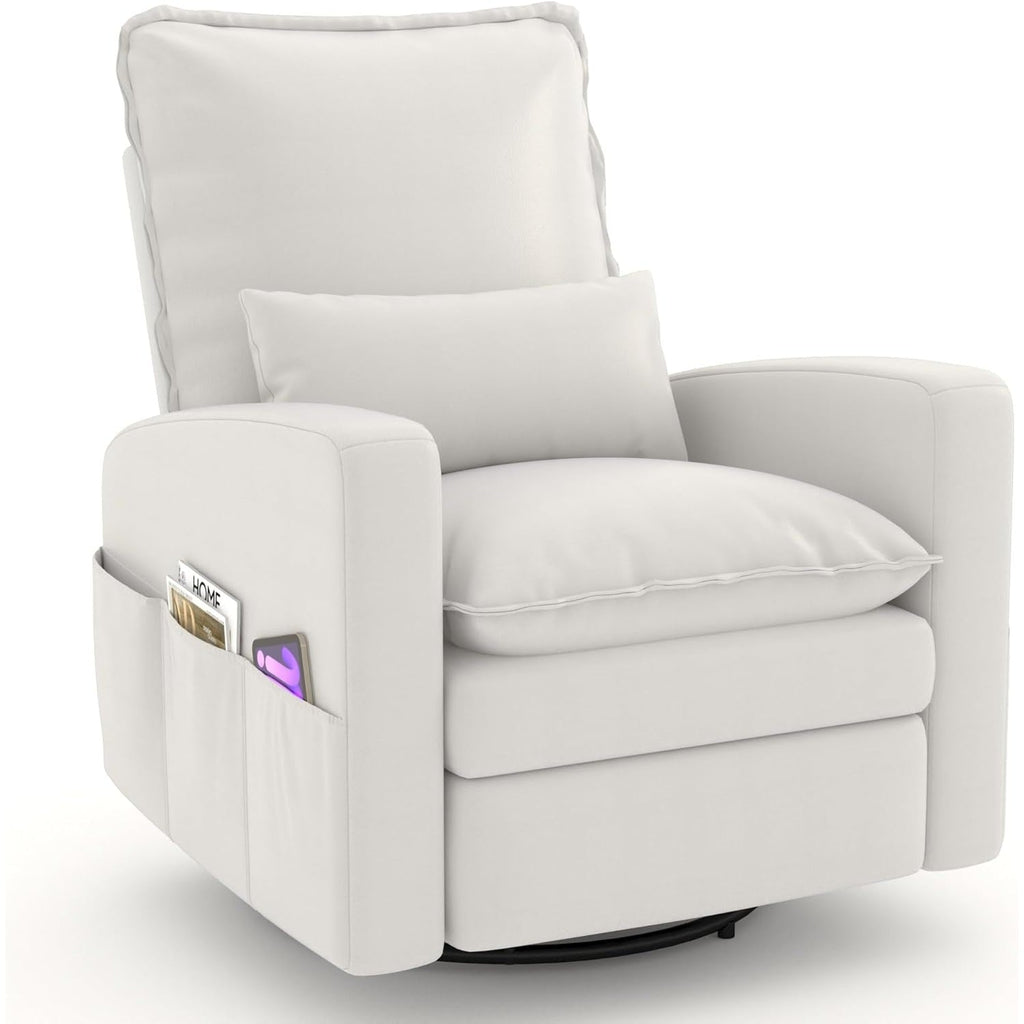 YODOLLA Rocking Chair Reclining Sofa Chair, Faux Leather Whitebest