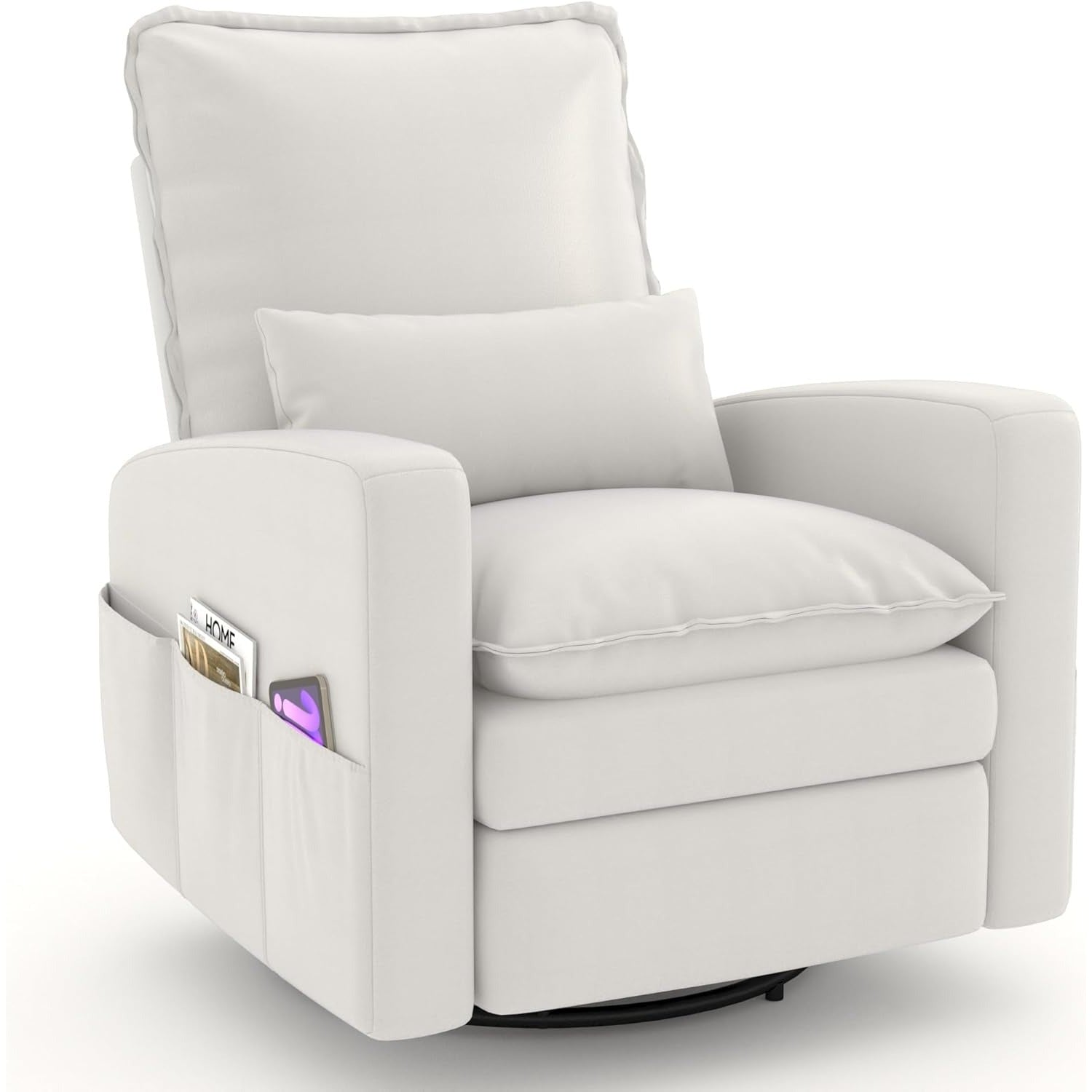 YODOLLA Rocking Chair Reclining Sofa Chair, Faux Leather Whitebest