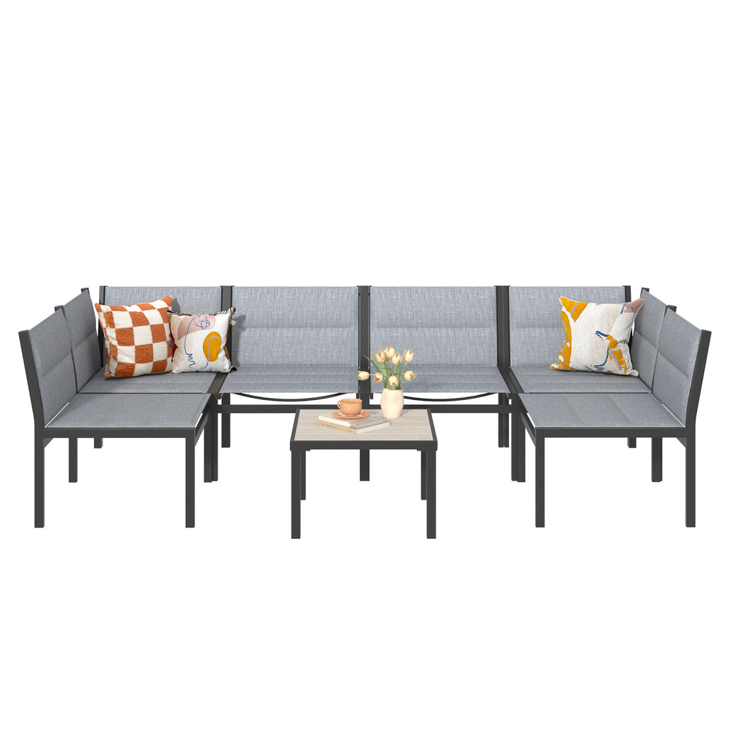 YODOLLA 7-Pc Sectional Patio Set Textilene Fabric, Dark Greybest