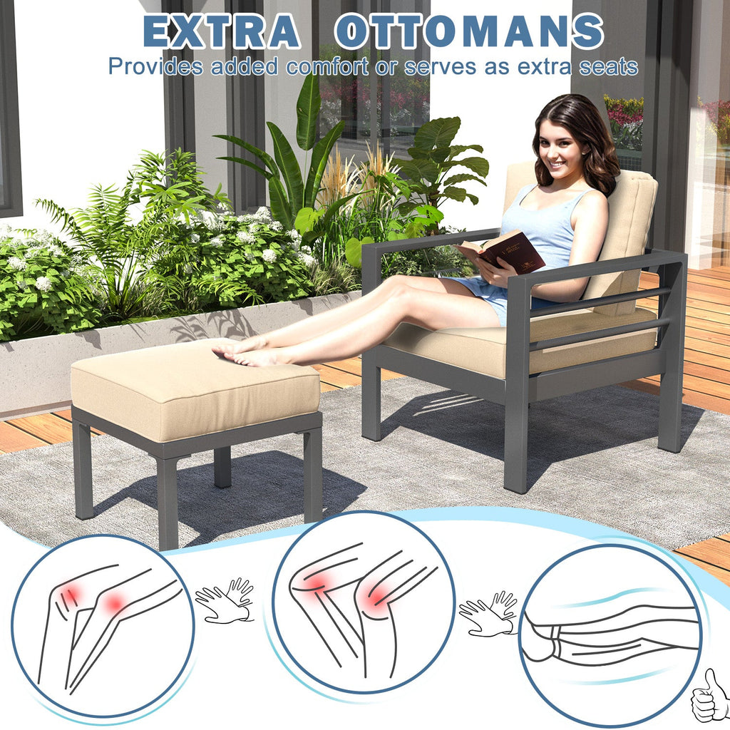 YODOLLA 7-Piece Patio Set, Beige Cushions