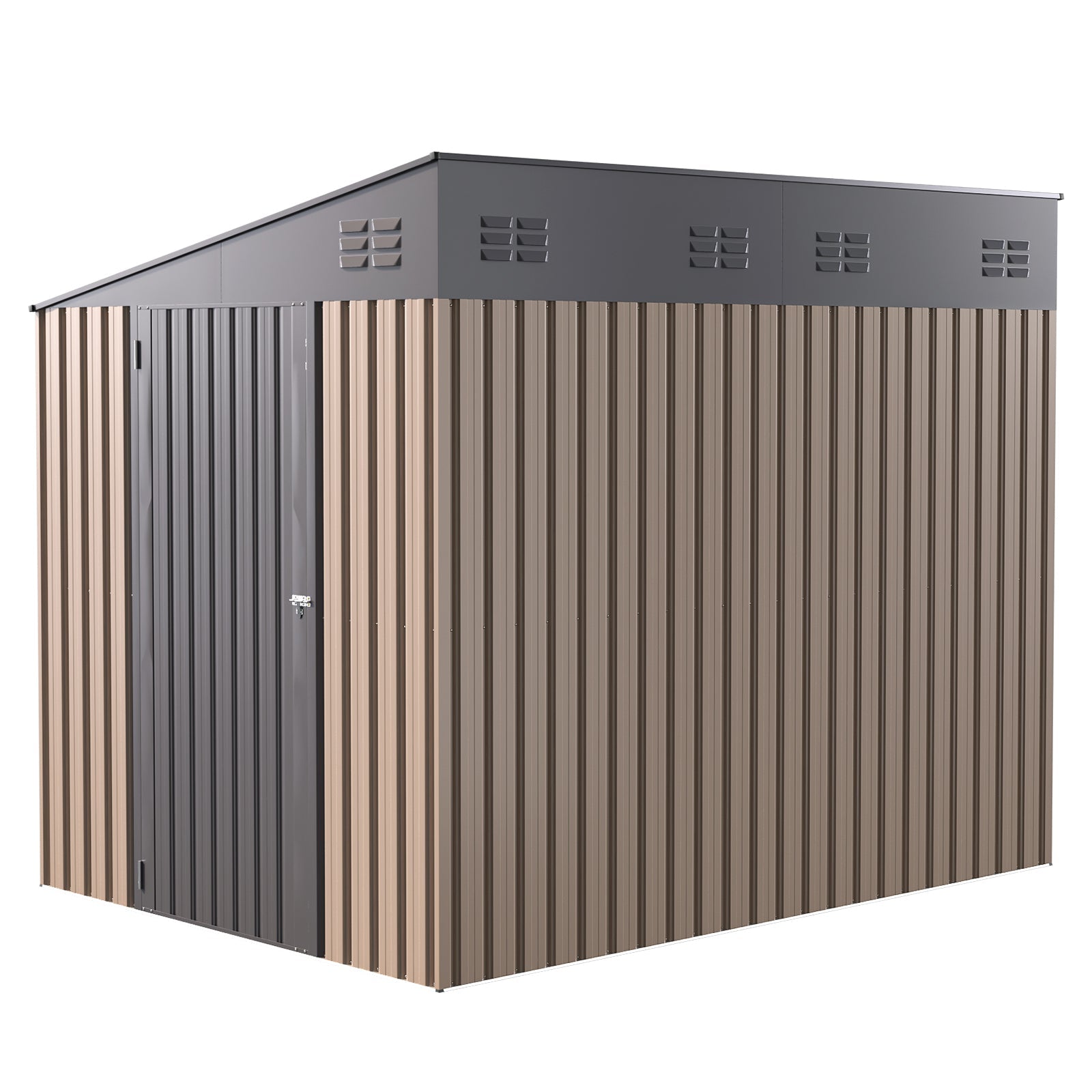 YODOLLA Outdoor 6' x 8' Metal Wall Side Lean to Storage Shed, Gray