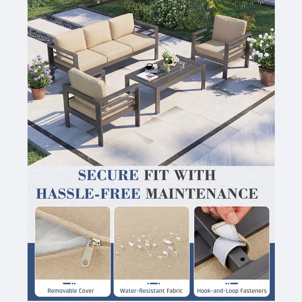 YODOLLA Aluminum Patio Furniture Set, 5 Seats with Coffee Table