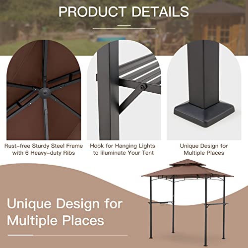 YODOLLA 8' x 5' Grill Gazebo, Brown