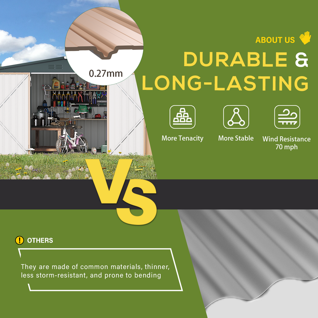 YODOLLA Shed 8' x 10' Outdoor Storage Metal Shed, Dark Gray