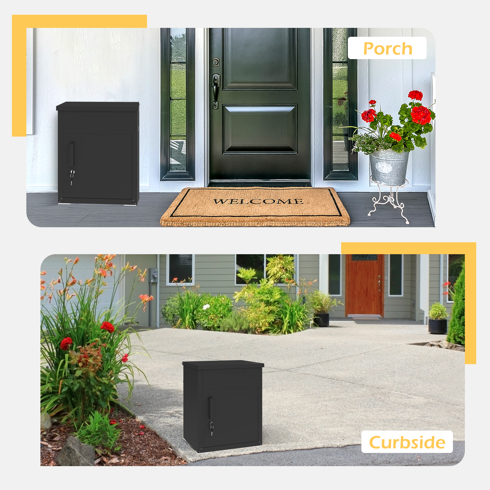 YODOLLA Package Delivery Box for Outside, Black (13.7" x 17.7" x 21.6")best