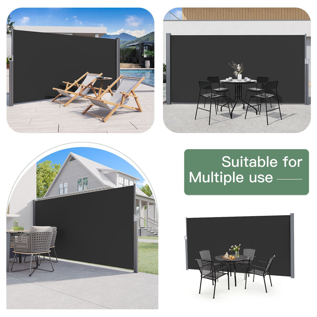YODOLLA 118"x 63" Splashproof Retractable Side Awning, Black