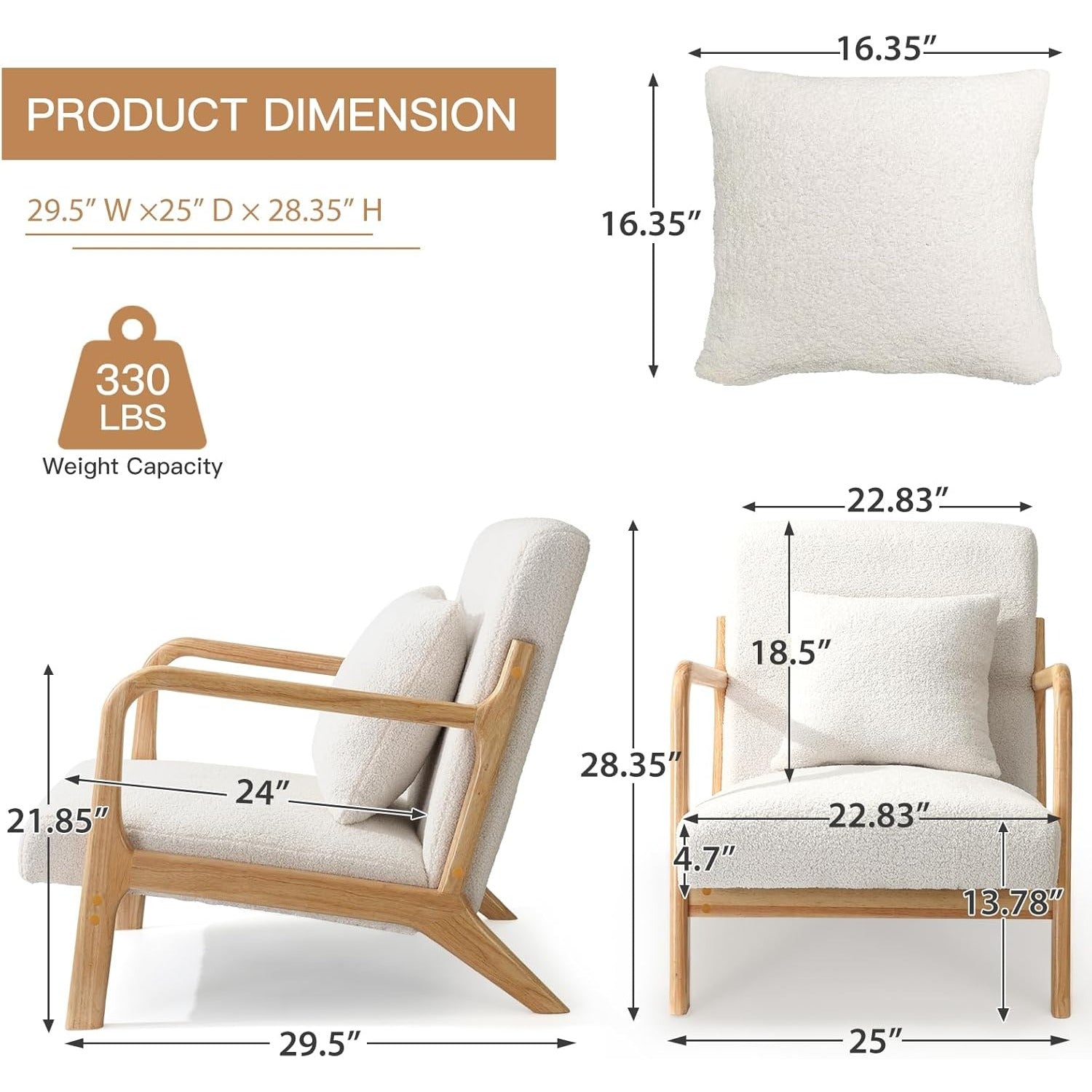 YODOLLA Accent Chair Reading Armchair, Teddy Fleece White