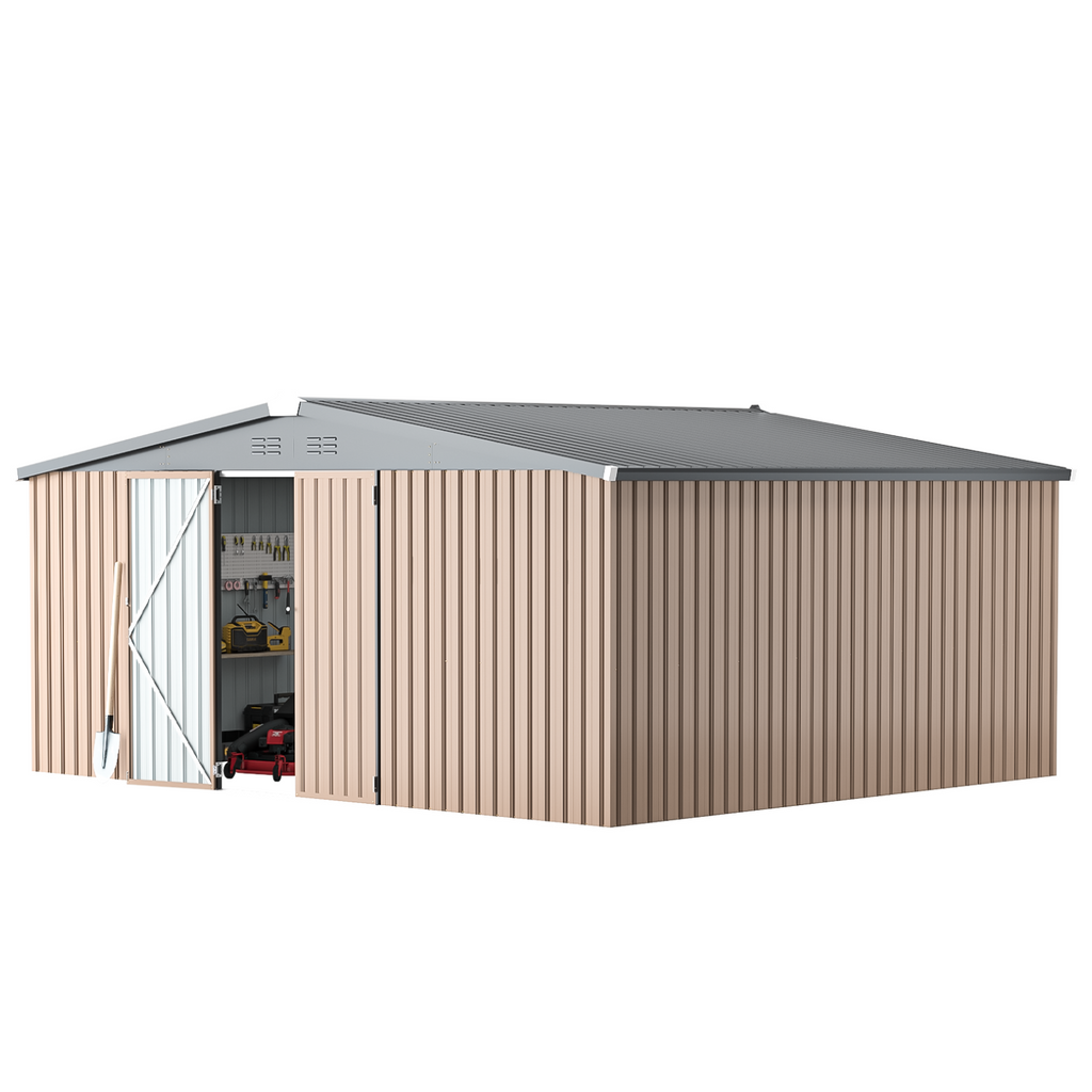 YODOLLA 14x12 Metal Storage Shed Outdoor Shed, Gray