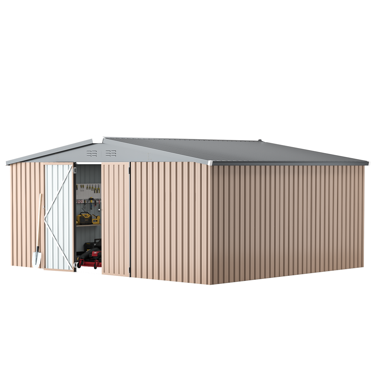 YODOLLA 14x12 Metal Storage Shed Outdoor Shed, Gray