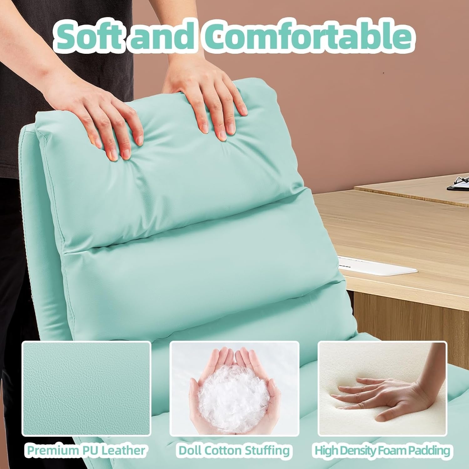 YODOLLA Office Chairs Swivel Desk Chair, PU Leather Light Greenbest