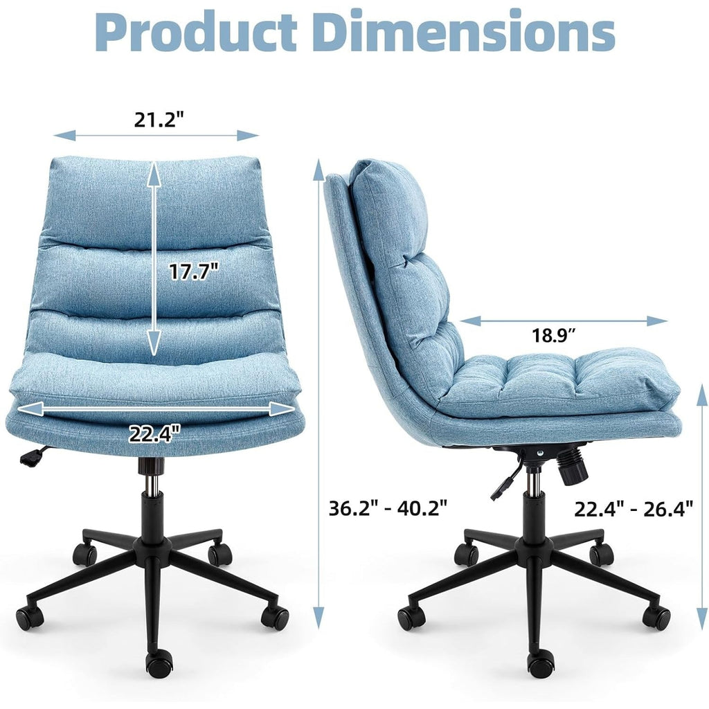 YODOLLA Office Chairs Swivel Desk Chair, Linen Fabric Blue