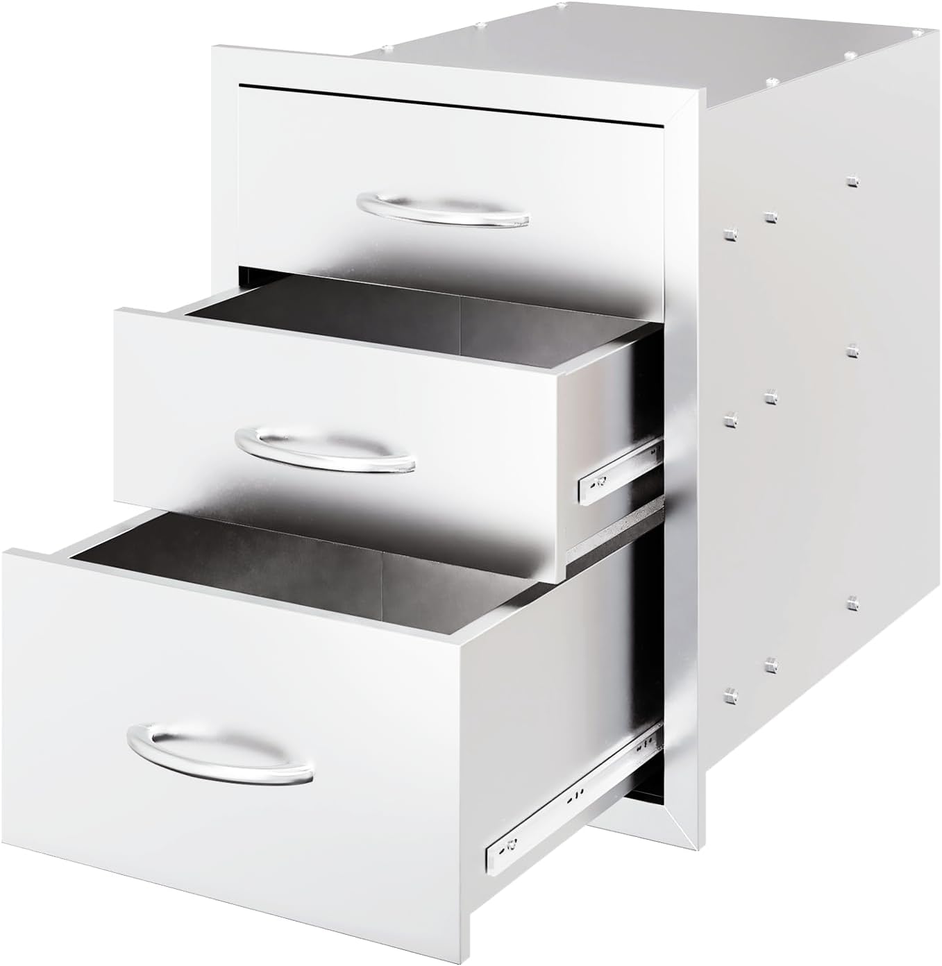 YODOLLA Triple BBQ Drawer, 18x23" Outdoor Kitchen, Stainless Steel