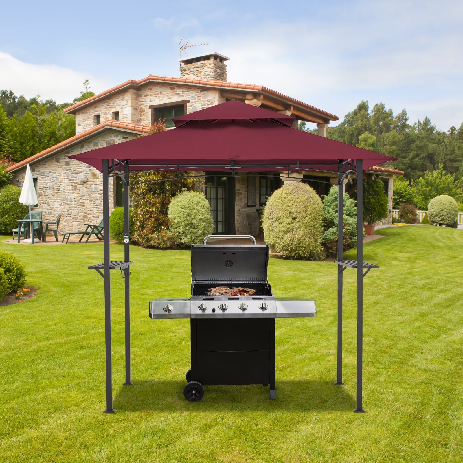 YODOLLA 8' x 5' Grill Gazebo, Wine Red