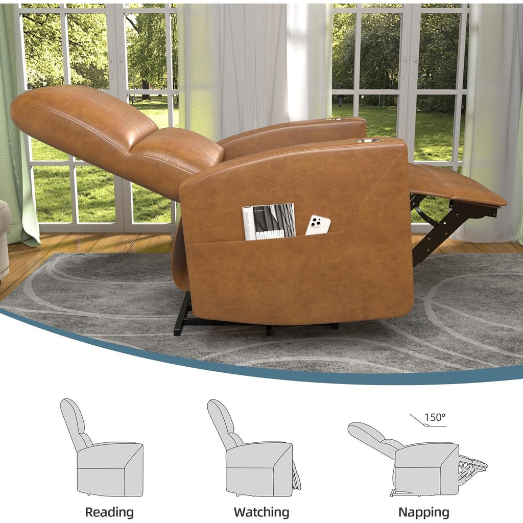 YODOLLA Recliner Sofa Chair, Faux Leather Brownbest