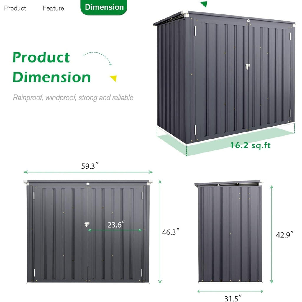 YODOLLA 46 Cu.Ft Outdoor Horizontal Storage Shed, Dark Grey