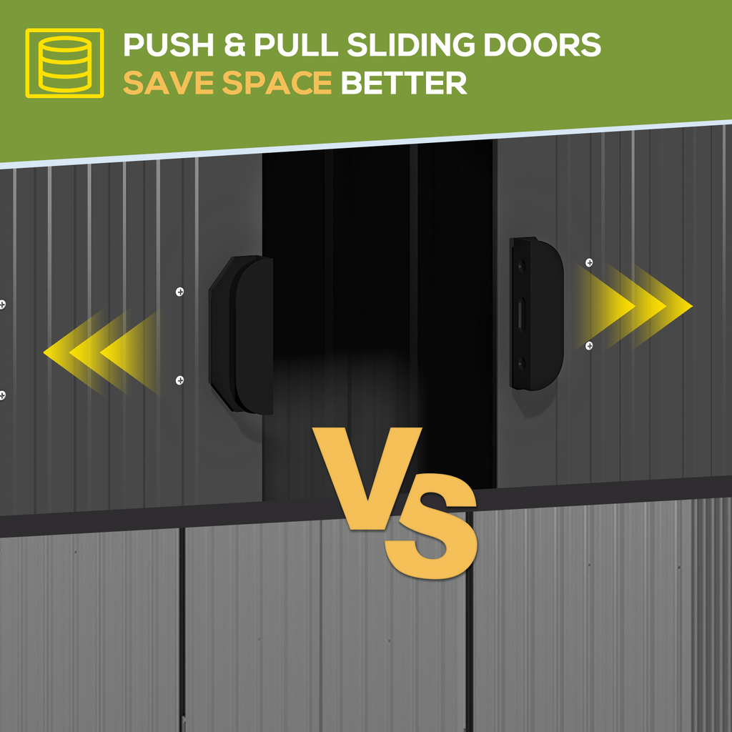 YODOLLA 8x6 Woodgrain Outdoor Storage Shed, Dark Grey